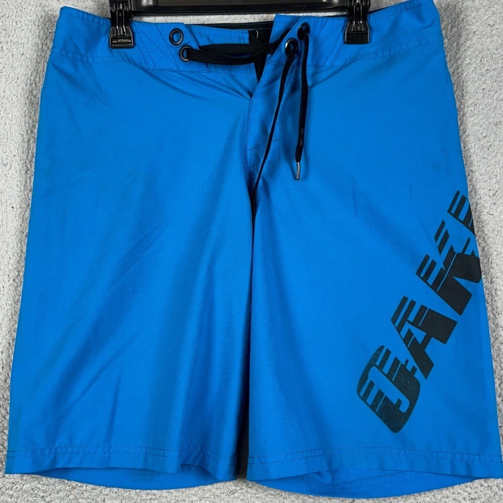 Oakley Swim Trunks Mens‎ 31 Blue Graphic Print Swimwear Drawstring Board Shorts